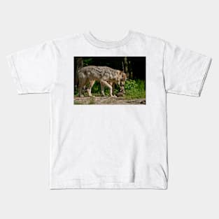 Timber Wolves With Pup Kids T-Shirt